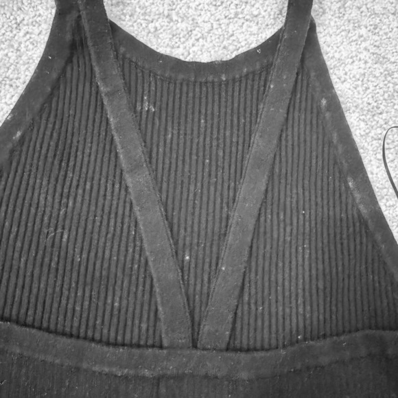 Good American Black Cropped Sweater Tank Sz 3/4 Flat Rib Strappy Back - Picture 6 of 9